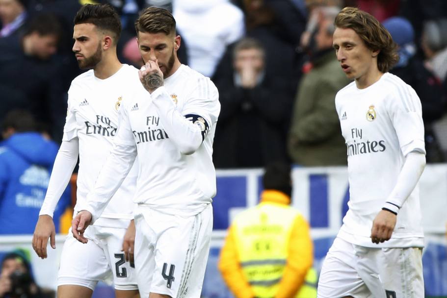 La delusione di Borja Mayoral, Sergio Ramos e Modric. LaPresse